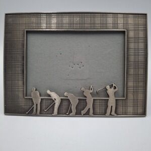 Sixtrees Golf Photo Frame 4x6 Pewter Plaid Tartan Swing Sequence Golfer Gift